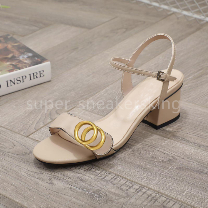 Top Designer Sandals Classic High heels Fashion Slides Women Dress Shoes Lady Metal Belt Buckle Sandal With Box 35-41