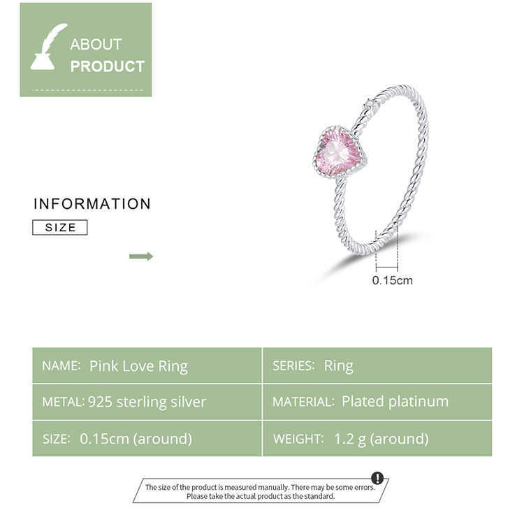 Klaster Pierścienie Wostu Oryginalne 925 Sterling Srebrne olśniewający CZ Pierścień Pink Heart Love Pierścienie dla kobiet Palce ślubne Silver 925 Biżuteria Ctr157 G230228