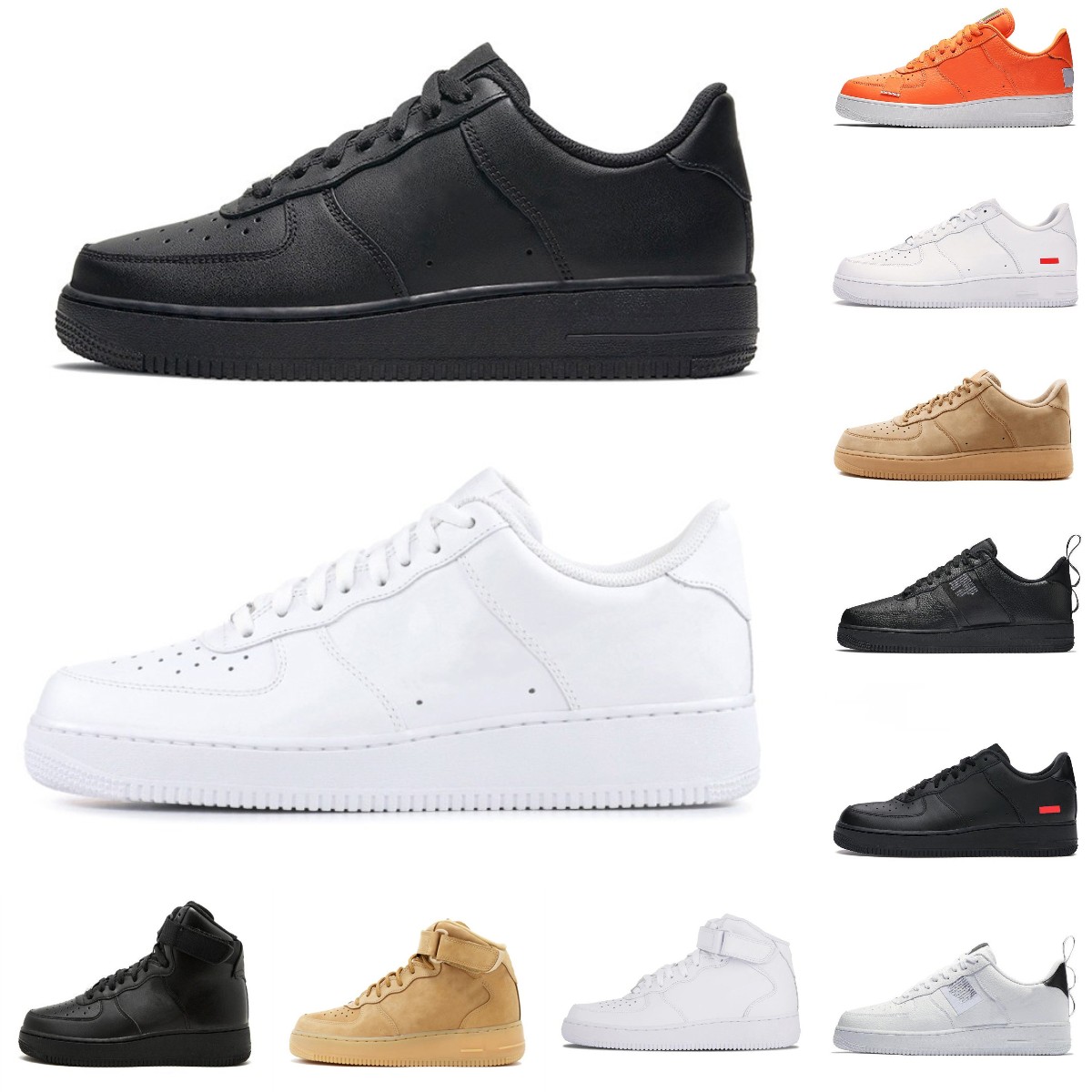 Skateboard Shoes Casaul Shoe air force 1 low Sports Sneakers All White Black Wheat Running 022 Ers Outdoor Men Low Unisex Forces Classic AF 1 07 Knit Euro Airs High 36-46