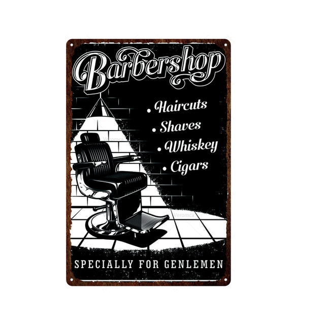 European Style Barber Shop art tin poster Barber Tools Metal Tin Sign Retro Decoration Barber Tattoo Shop Art Printing Painting Wall Plaque Size 30X20CM w02
