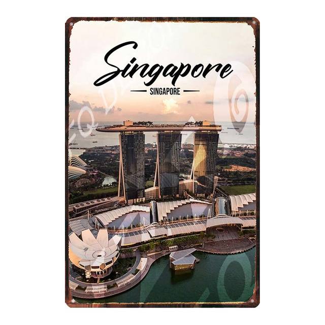 Retro City Scape Art Painting Tin Sign Pintage Vintage Metal Plates for Wall Bar Home Pub Art Kitchen Coffee Coffor