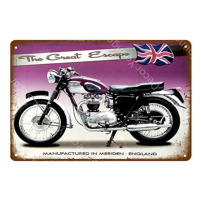 Eski Motosiklet Marka Metal Kalay İşaretleri Garaj Kulübü Plakası için Vintage Plak Duvar Dekoru Sanat Rotası 66 Poster Man Mağara Garajı Kişiselleştirilmiş Dekor Boyutu 30x20cm W02