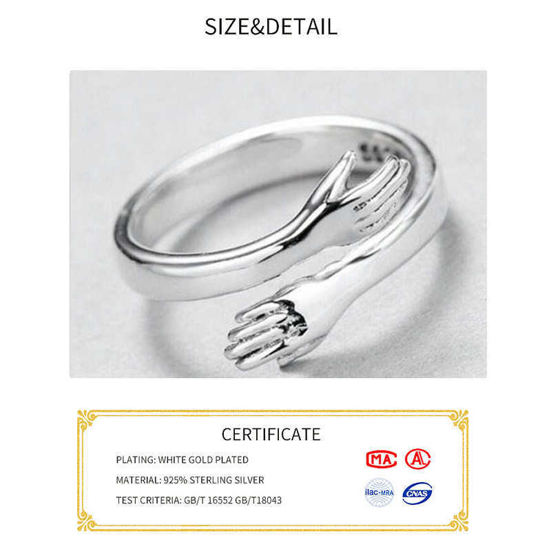 Küme halkaları iyi görünümlü yeniden boyutlandırılabilir 925 STERLING Gümüş Unisex Halka Modaya Döngü Döngü Eller Hug şekilli Altın Kaplama Yüzük Hediye Kofo G230228