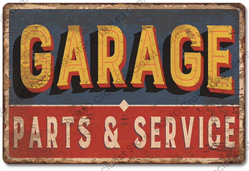 Papa's Garage Art Peinture Métal Tin Signs Poster Vintage Route 66 Car Metal Tin plate Retro Plaque Garage Tire Shop Mur personnalisé Art Decor Taille 30X20CM w02