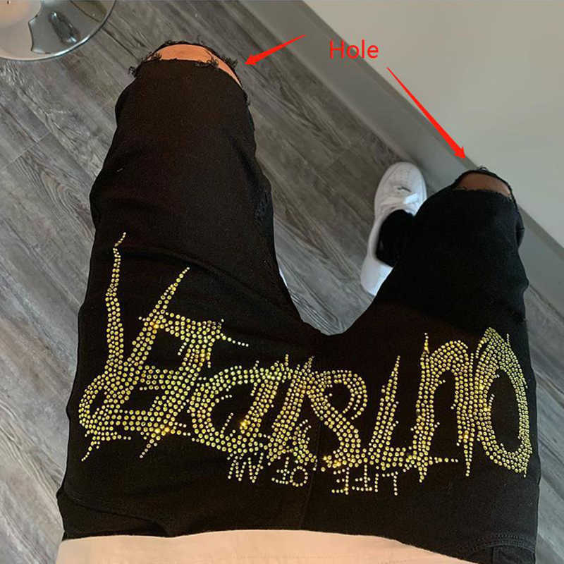 Men's Jeans Men Black Fashion Ripped Biker Elastic Skinny Pants Shabby Hot Drill High Quality Pencil Cowboy Rhinestones Denim Trousers Y2303