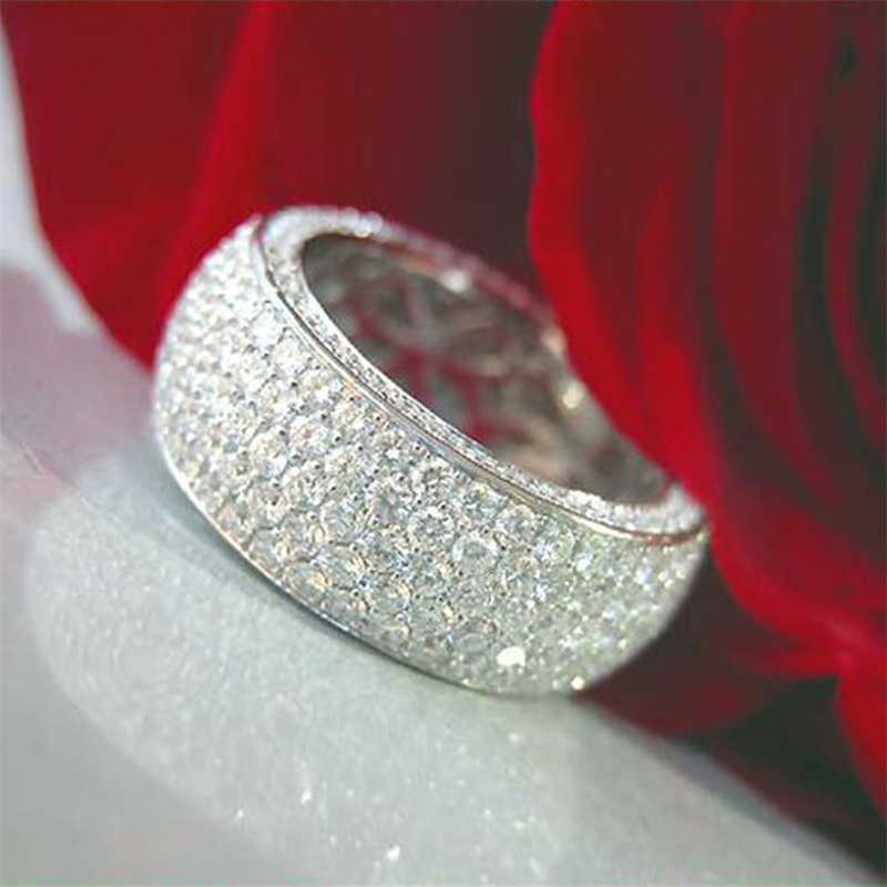 Pierścienie klastrowe Huitan Trendy luksusowe pełne utwardzone pierścienie CZ dla kobiet srebrne kolorowe pierścionki ślubne moda moda wszechstronna kobieca impreza biżuterii g230228