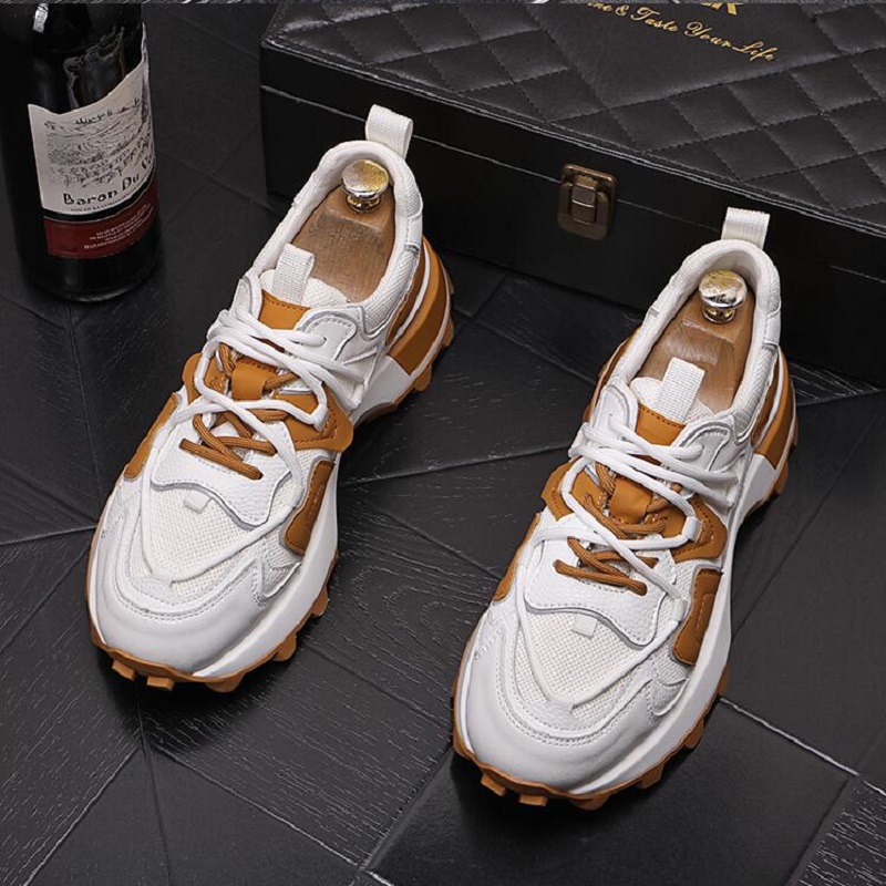 British Style Dress Wedding Party Shoes Fashion Colorblock Breathable Mesh Casual Sneakers Non-slip Round Toe Thick Bottom Business Leisure Walking Loafers D2A29
