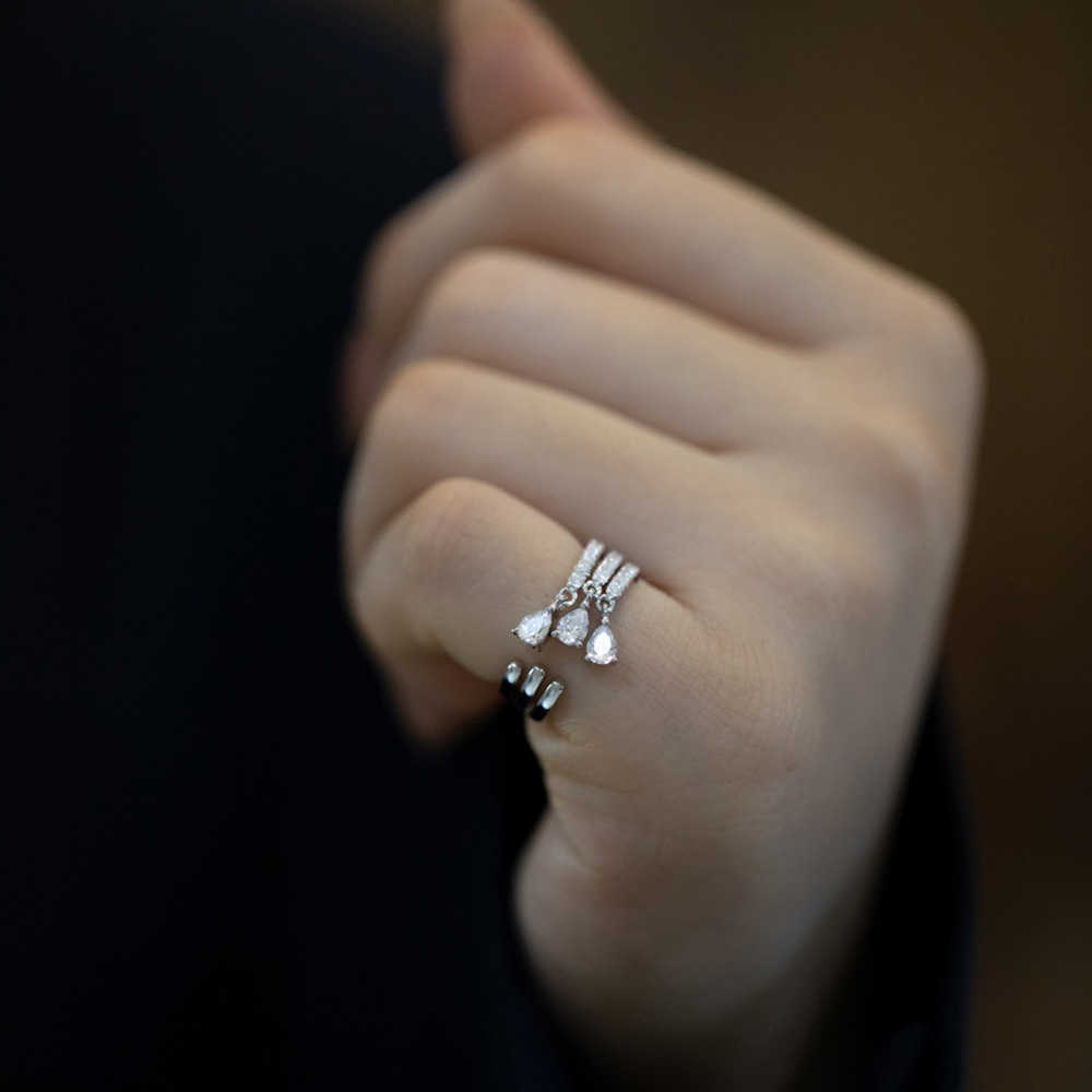Кластерные кольца Свадебные украшения S925 Серебряное серебряное серебряное серебристое серебристое серебристое серебристое серебро.