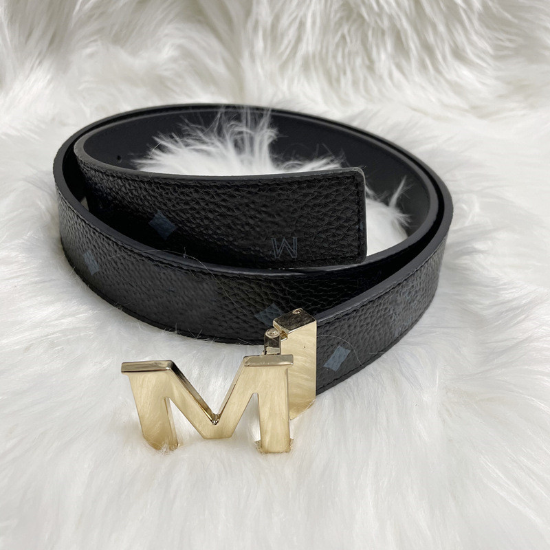Luxury designer M Gold buckle Belt Fashion Genuine Leather Women Black red Belts For men Letter classical strap 105-125cm215x