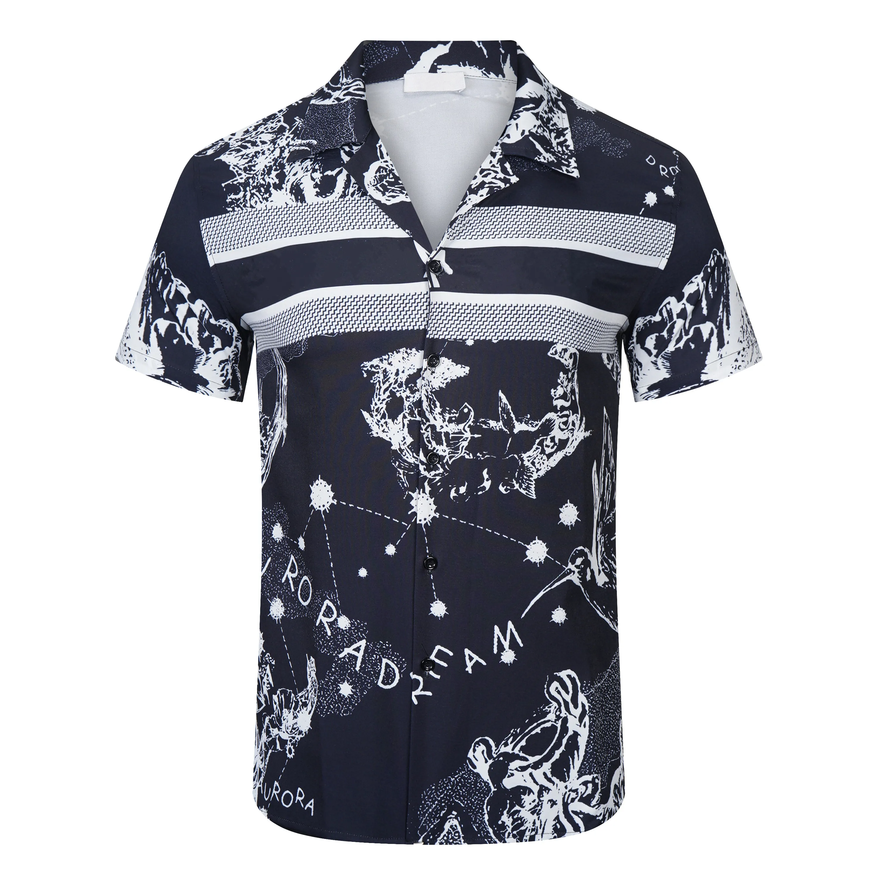 Luxury designers new mens and womens short sleeved sportswear set Summer Button Down Bowling Men ROYAL REBELLION BAROCCO Print Dress Shirt Casual Silk M-3XL