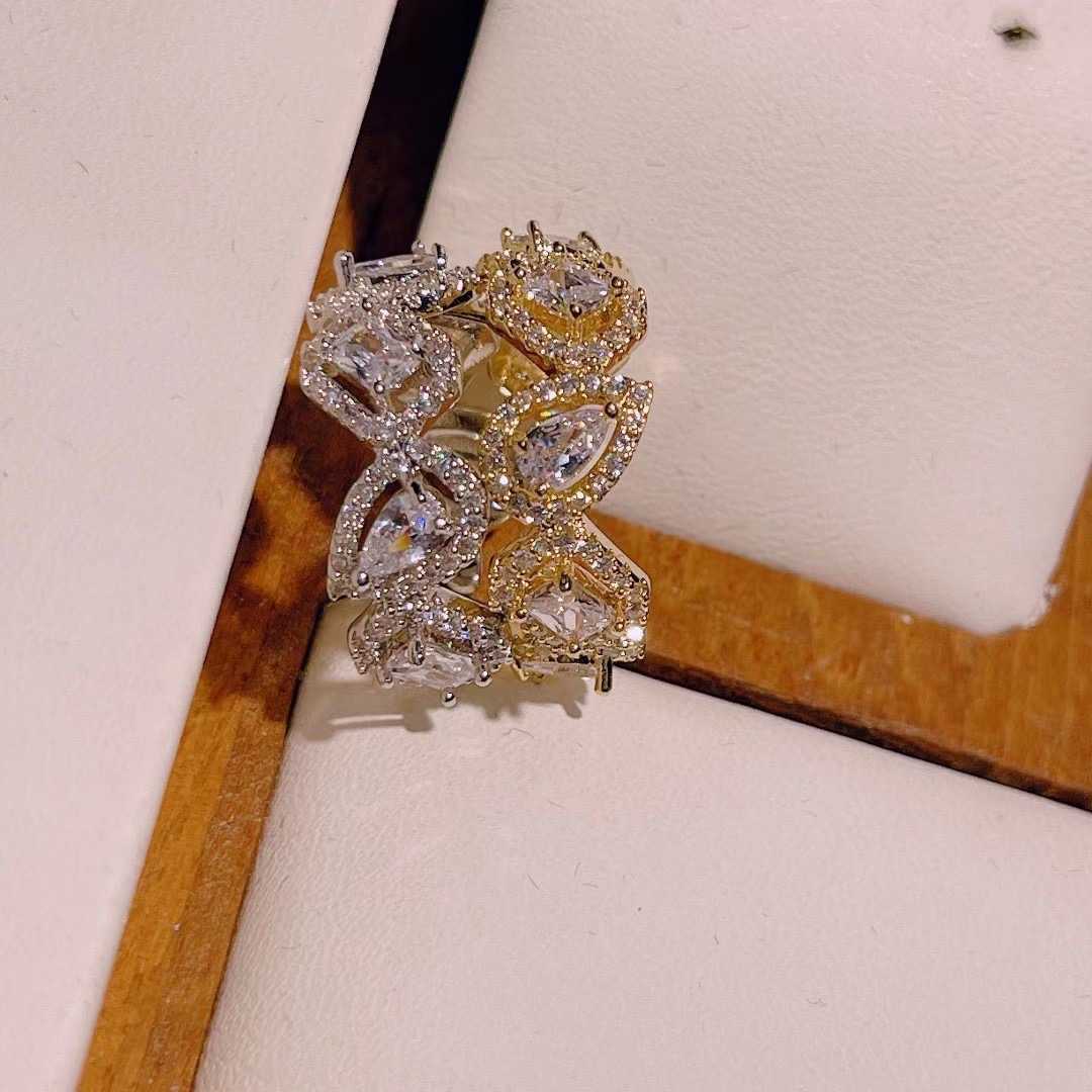Cluster Rings Luxury Elegant Brazil Initial Stackable Rings for Women Wedding CZ Finger Irregular geometry Ring Bohemian Beach Jewelry J2025 G230228