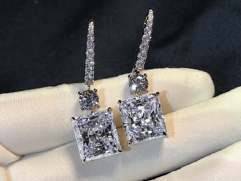 Moissanite Earrings 18k Bright Cut Womens Diamond Dangle Earrings Jewelry Fashion Wedding Engagement Earrings For Womens