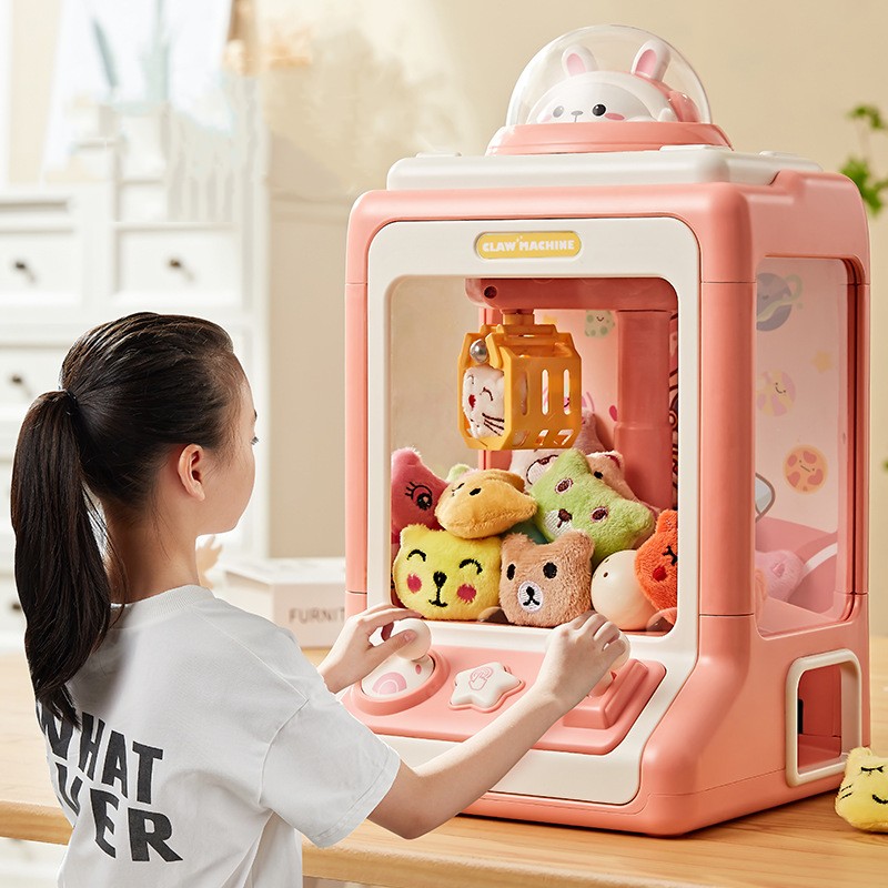 Automatisch poppenmachine speelgoed voor kinderen Mini Cartoon Coin Operated Play Game Claw Crane Machines With Light Music Children Toy Gifts Other Toys