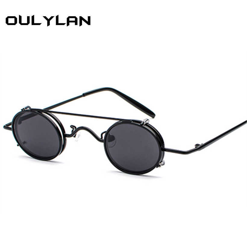 Lunettes de soleil outlylan Small Round Steampunk Sunglasses pour hommes Retro Vintage Metal Punk Clip sur Sun Grasses Gift Male Gift Small Oval Eyewear U 223A