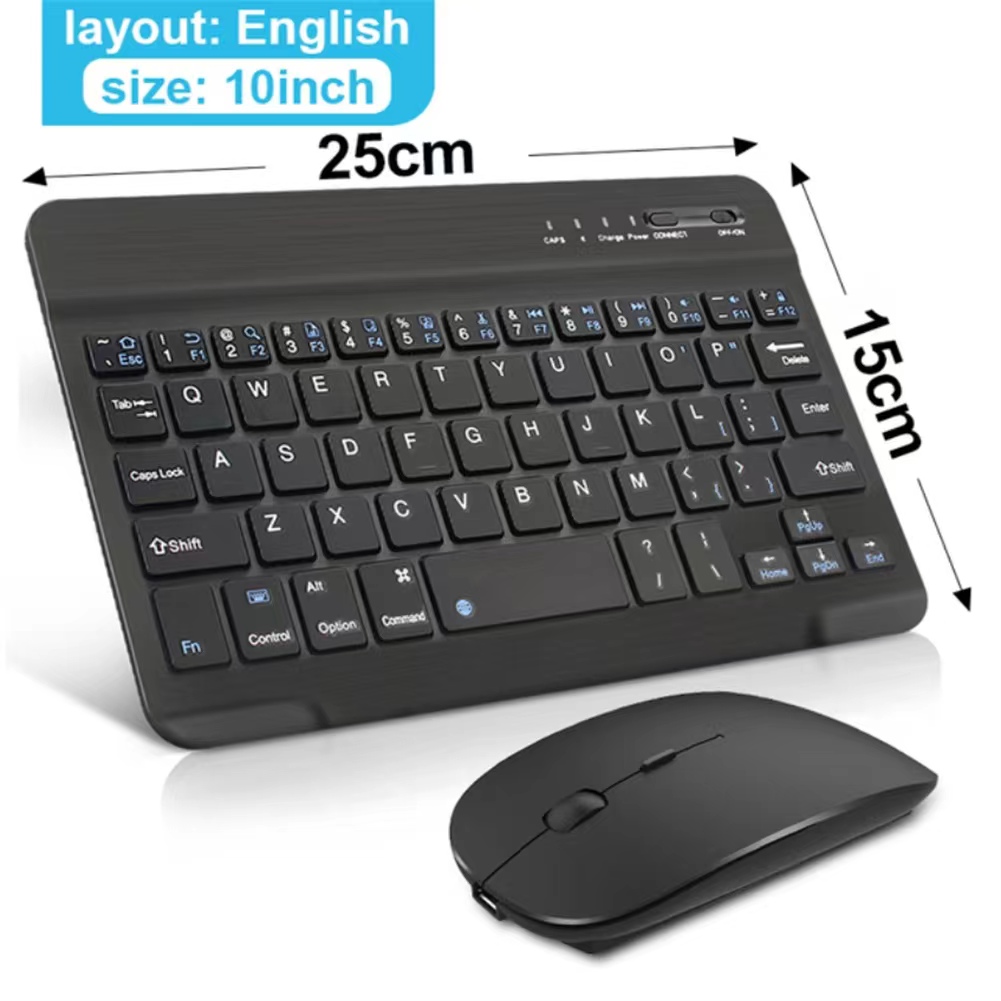 Portable Bluetooth Keyboard and Mouse Wireless Keyboards Mouse Universal for PC Laptop Smart Mobile Phone 10 inch Size