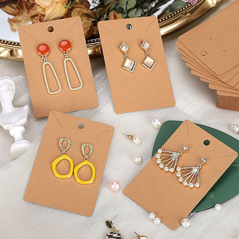 Packaging Paper Kraft Tom Taggar Earring Cards Halsband Displaykort med väska