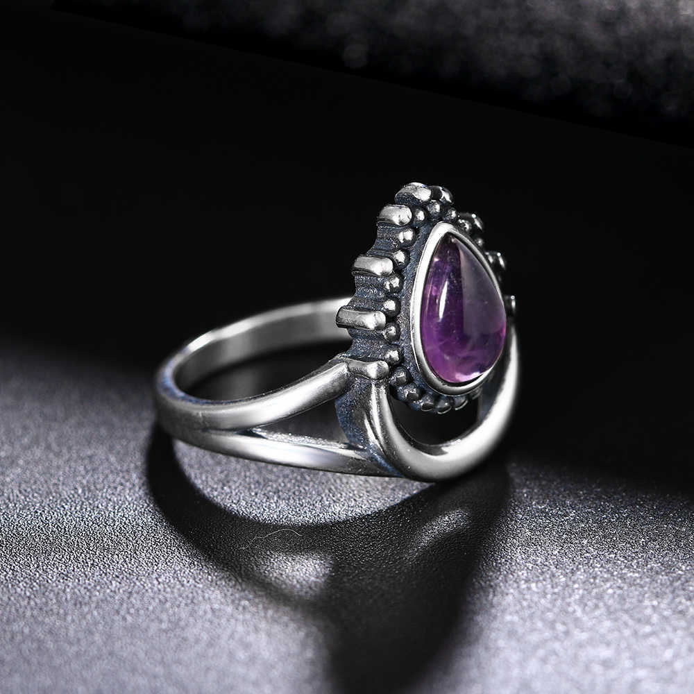 Clusterringen natuurlijke amethist 925 Sterling zilveren sieraden voor mannen dames vingerringen 7x9mm waterdruppel amethist jubileumfeestjes G230228