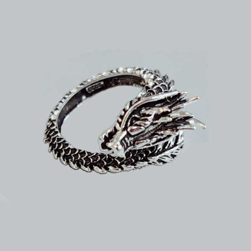 Cluster Rings Resizable S925 Sterling Silver Ring Creative Dragon Party Jewelry Ring Punk Rock kraftfull present Ring för män och kvinnor Kofo G230228