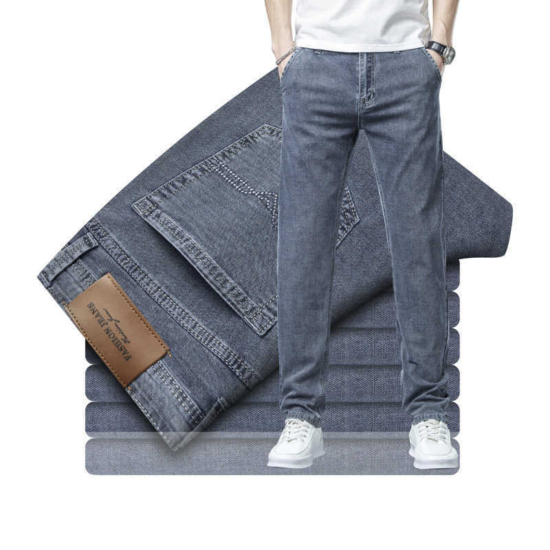 Männer Jeans 2022 Frühling Sommer Marke Gerade Leichte Hohe Qualität Lyocell Stretch Business Casual Taille Dünne Y2303