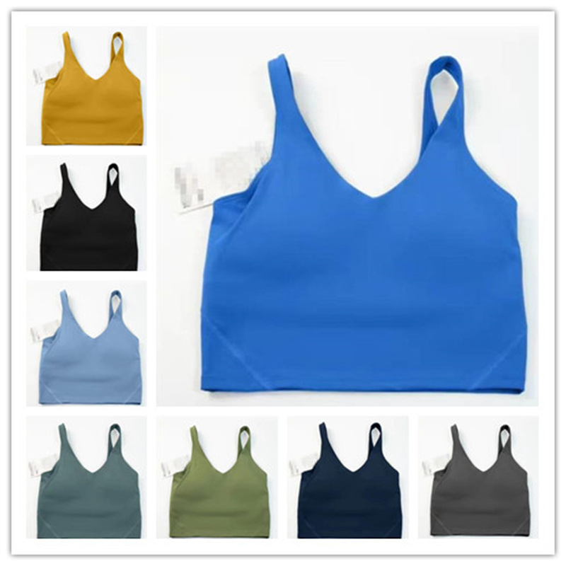 2023 Yoga Kıyafet Lulu Lemons U Tip Geri Hizalama Tank Tops Spor Kıyafetleri Kadın Çıplak Sıkı Sıkı Sütyen Fitness Güzel İç Çıkma Gömlek JKL