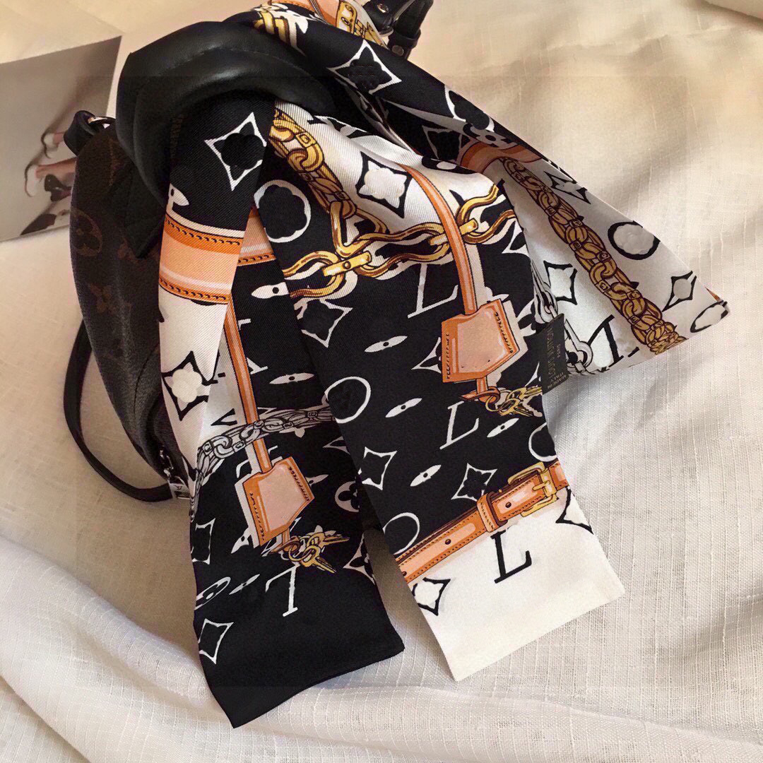 高級デザイナーシルクスカーフ女性スカーフ黒スカーフヘアバンドダブルシルクシンプルで多用途なさまざまな色の新しいスタイル