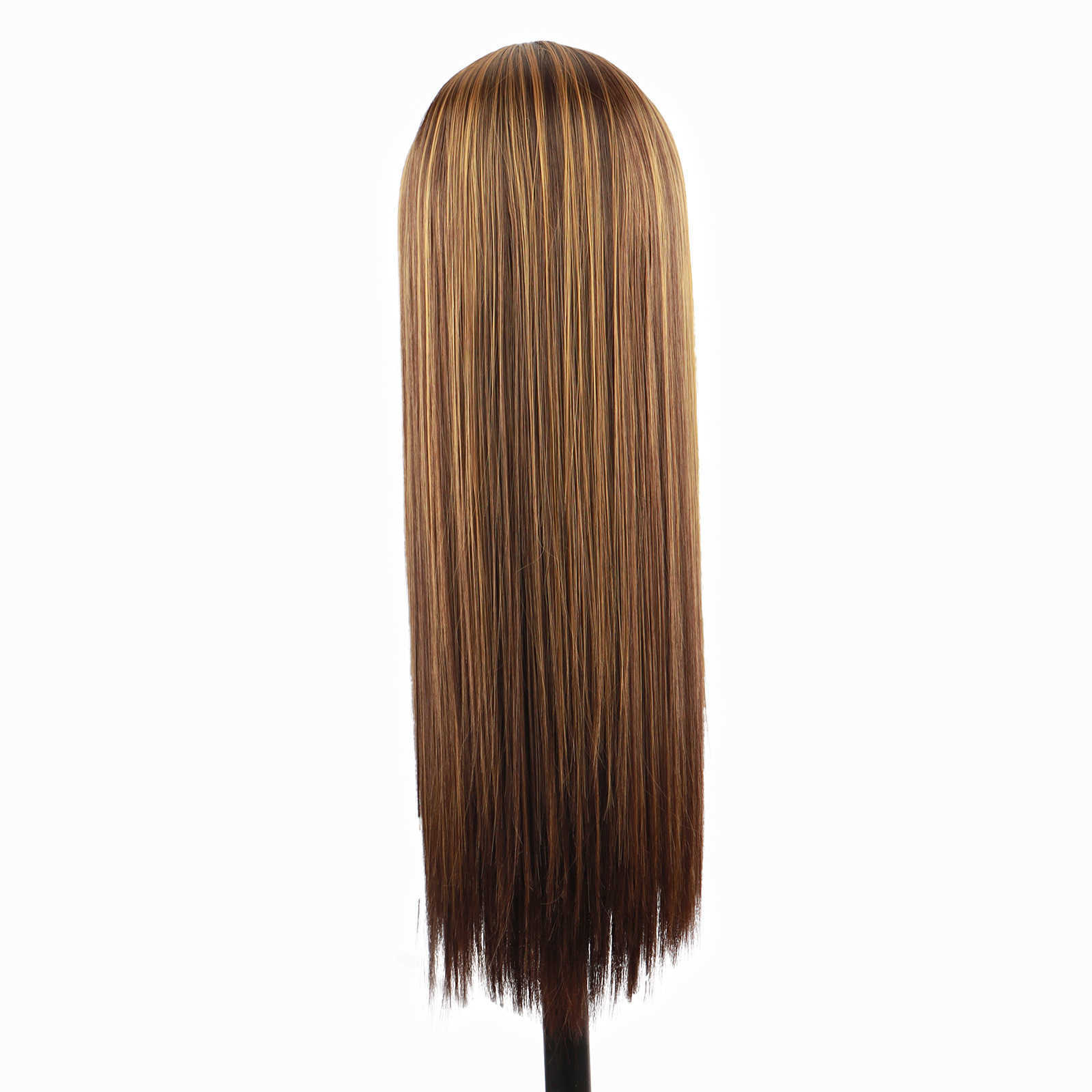 Peruca feminina pequena laca peruca piano colorido de cabelo liso longa cor mista de fibra química de fibra de cabeceira 230301
