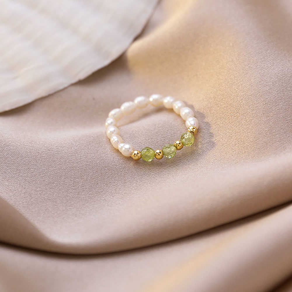 Cluster-Ringe, minimalistischer Süßwasserperlen-elastischer Ring, geometrischer Kristall, mehrere Perlenringe für Frauen, handgefertigter Fingerschmuck, Bague Femme G230228