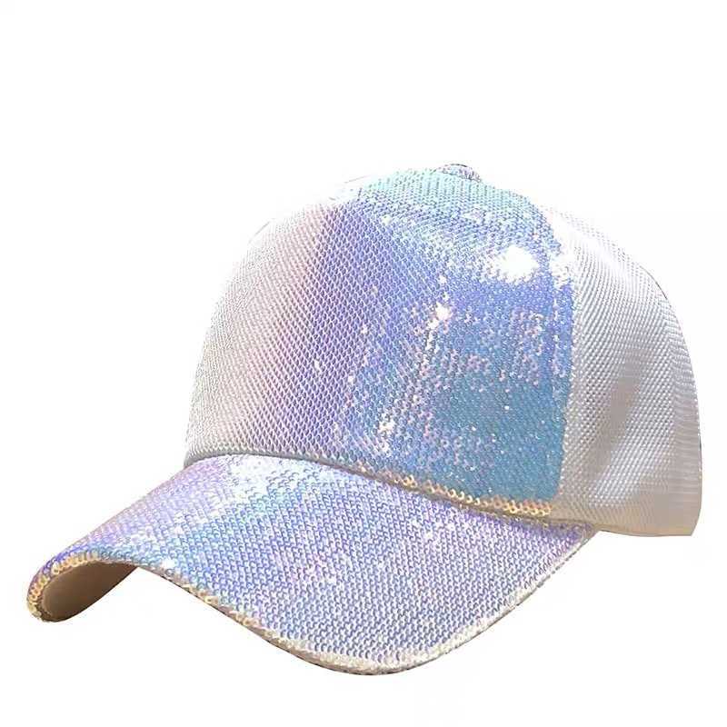 Summer Sequin Women Baseball Cap New 2020 Color Breathable Mesh Hat Adjustable Outdoor Student Sport Black Peaked Sunhat06