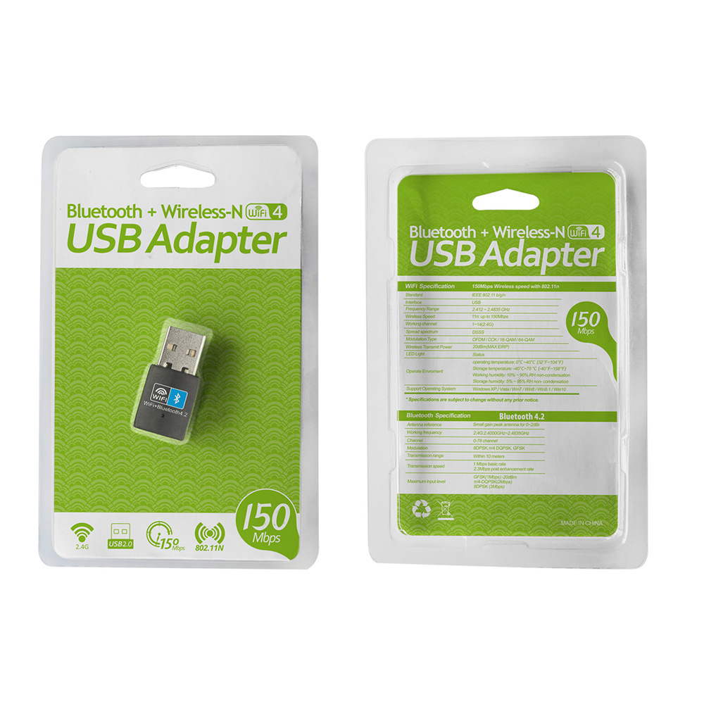 150 Mbps WiFi Bluetooth Wireless Adapter USB Adapter 2.4G Bluetooth Dongle Network Card RTL8723 Lämplig för Desktop Laptop