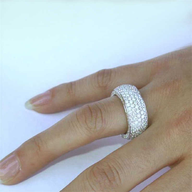 Pierścienie klastrowe Huitan Trendy luksusowe pełne utwardzone pierścienie CZ dla kobiet srebrne kolorowe pierścionki ślubne moda moda wszechstronna kobieca impreza biżuterii g230228