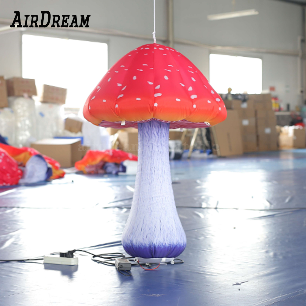 Realistische opblaasbare paddestoel met LED -verlichting 2 meter High Party Stage Lifelike Mushrooms Props Decoratief speelgoed met blower gratis schip