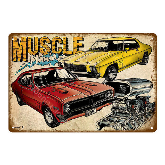 American Car art painting Targhe in metallo Pub Bar Room Garage Decorazione Decorazioni la casa vintage Hot Rods Races Poster in metallo da parete Adesivo personalizzato Dimensioni 30X20CM w02