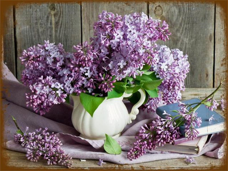Lilac Flowers art painting Metal Sign Retro Plaque Vintage Purple Flower Tin Sign Wall Decor for Living Room Garden Kitchen Art Iron Painting Size 30X20CM w02