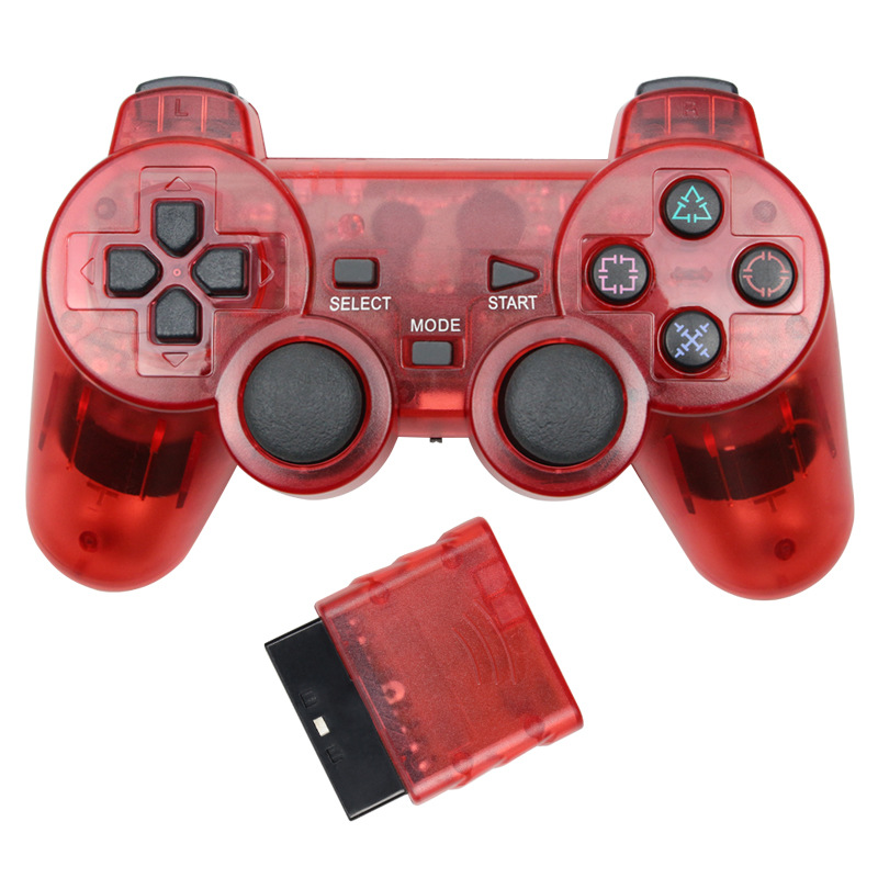 PS2ゲームコントローラー用ワイヤレス2.4Gワイヤレス透明ジョイスティックJoypad PS2コンソールゲームパッドホワイトボックスパッケージ