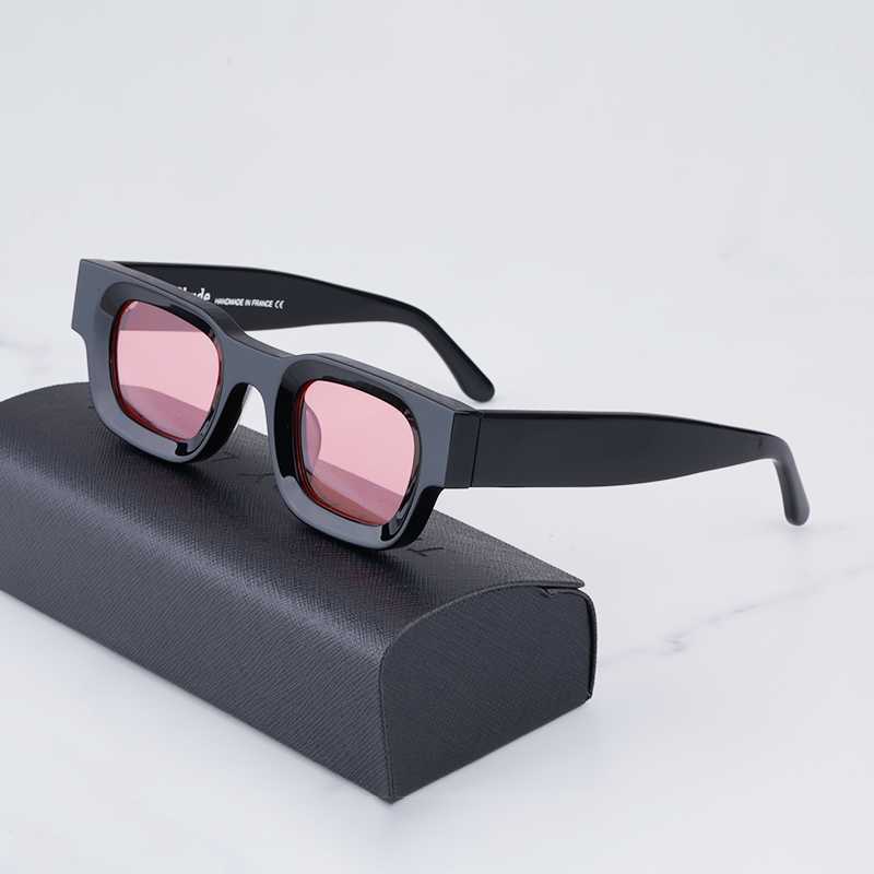 RHUDE THIERRY LASRY RHEVISION-101 schwarze quadratische Sonnenbrille für Herren, leichte, luxuriöse Acetat-Sonnenbrille im High-Street-Stil