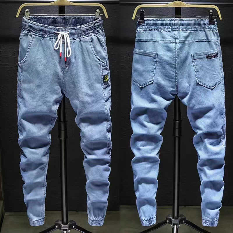 Herr jeans 2022 vinter ny smal fit affärsmode denim byxor stretch märke byxor svart blå y2303