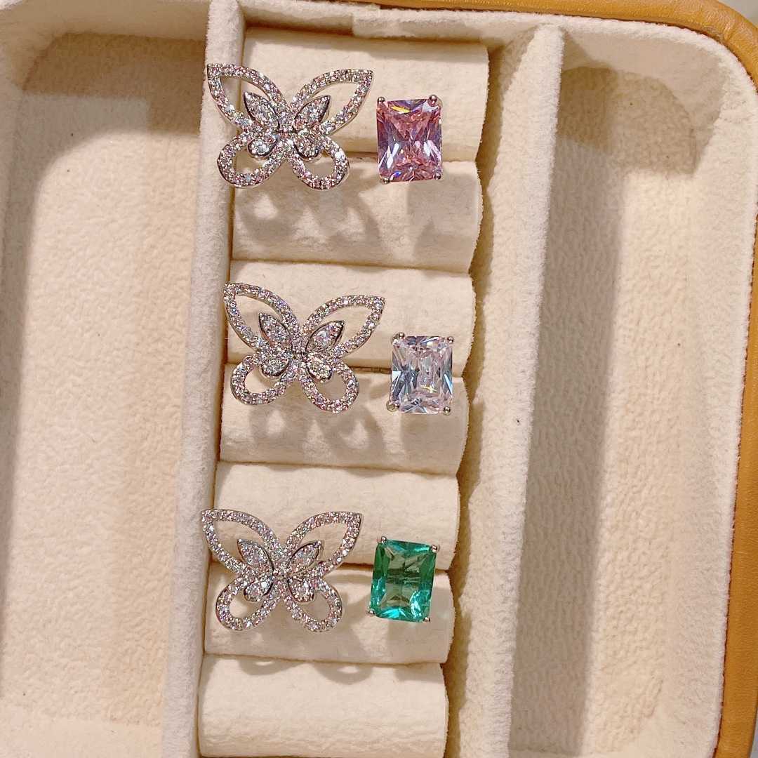 Cluster Rings Trendy Luxury Butterfly Square Cubic Zircone Anelli di fidanzamento le donne Wedding DUBAI Bridal Adjust Ring J2138 G230228