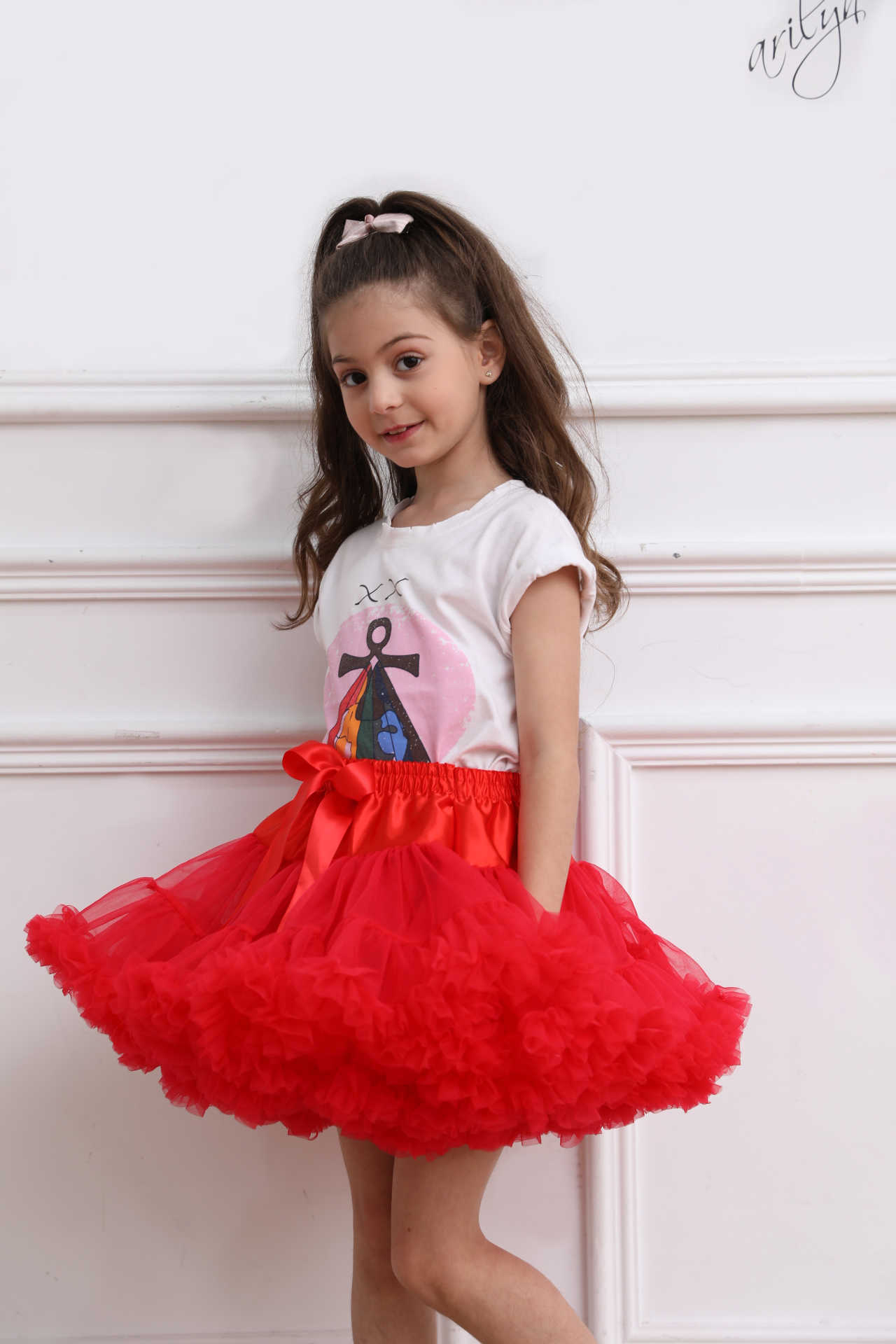 Skirts Solid Color Parent-Child Costume Ballet Kids Pettiskirt Girl Fluffy Lace Girl Skirts Princess Tulle Party Dance Baby Tutu Skirt T230301