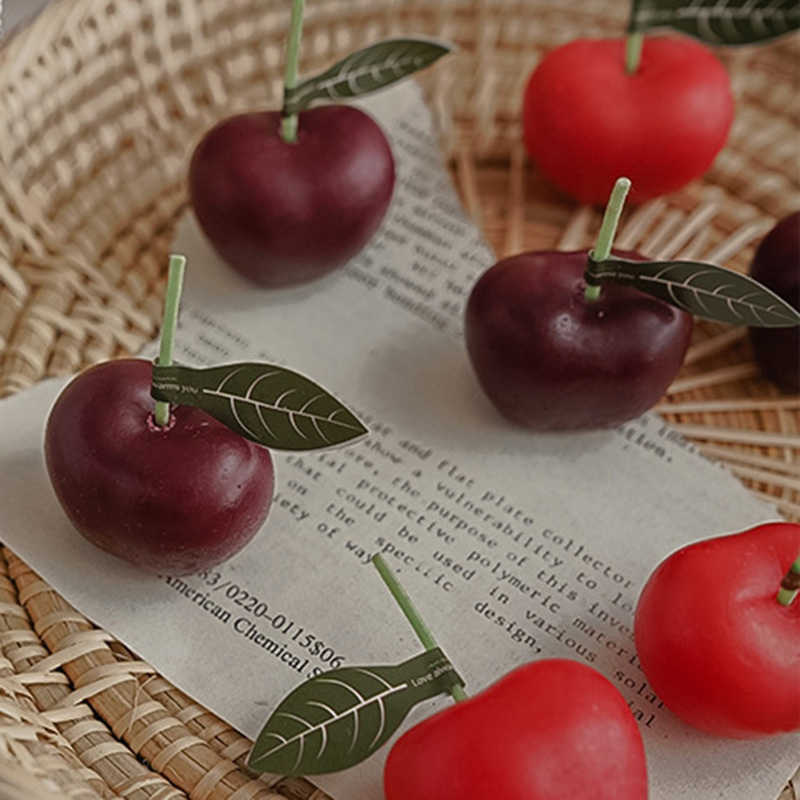 Vela estilo ins 4 peças adereços fotográficos criativos velas perfumadas de frutas cereja decoração de festa de casamento