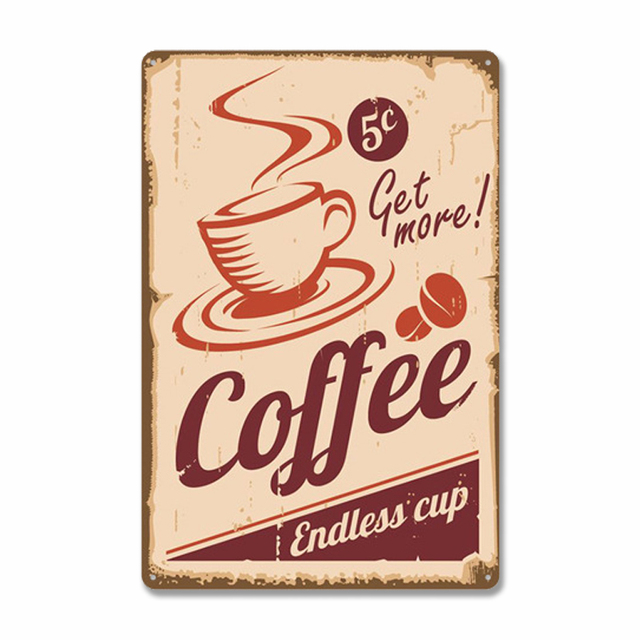 Классический кофейный плакат, винтажная металлическая жестяная вывеска в стиле ретро, свежий и горячий кофе, чай, табличка, настенный художественный декор для кафе, магазина, дома, ресторана, декора 30X20 см W03