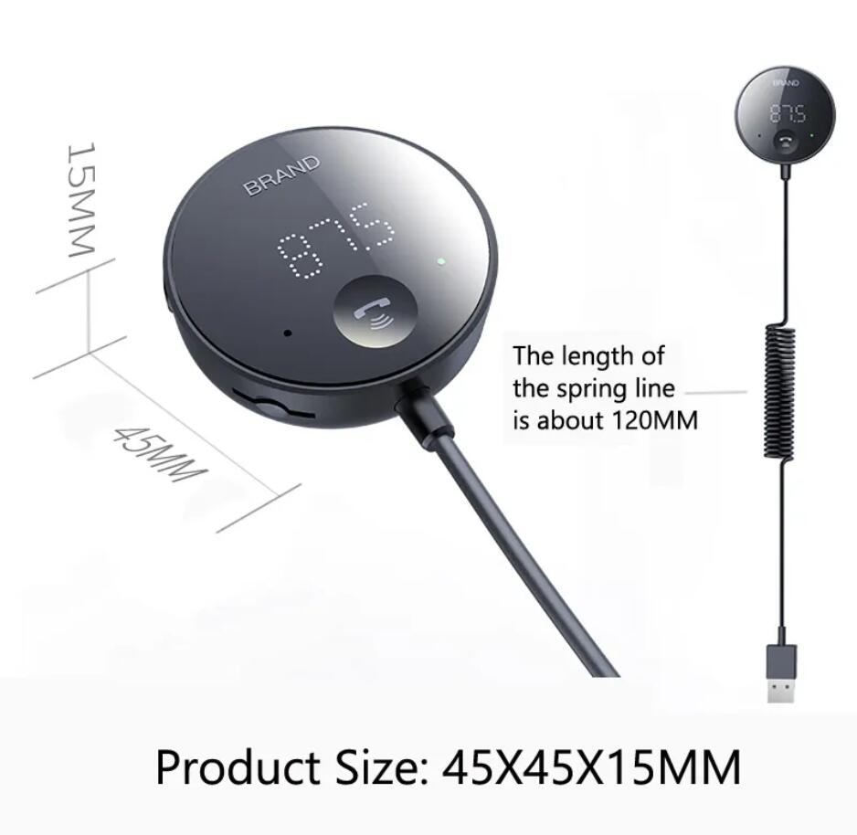 FM 송신기 무선 보조 3.5mm 오디오 수신기 TF 카드 음악 자동차 MP3 플레이어 Bluetooth 5.0 자동차 키트 핸즈프리 S23 S25