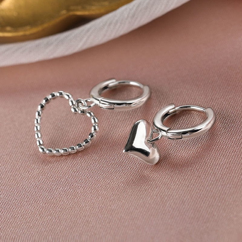 Orecchini geometrici a forma di cuore color argento accessori gioielli con orecchini a cerchio a cuore cavo da donna