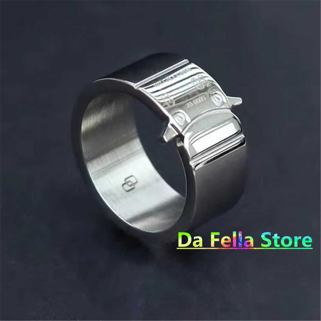 Band Rings New ALYX Rings Men Women 1017 ALYX 9SM Buckle Ring High Quality Classic Laser Letters Made In Italy Stainless Titanium Steel T230302