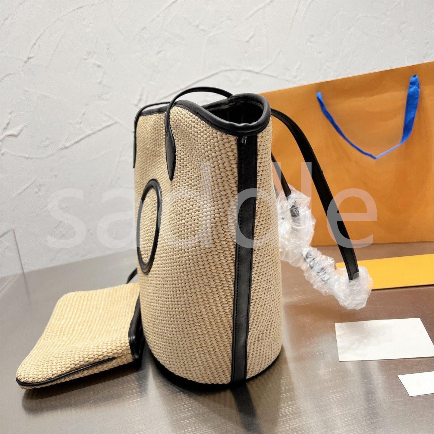 Bolsa de balde trançada de grande capacidade para bolsa de supermercados saco de compras famosa marca de designer saco de ombro