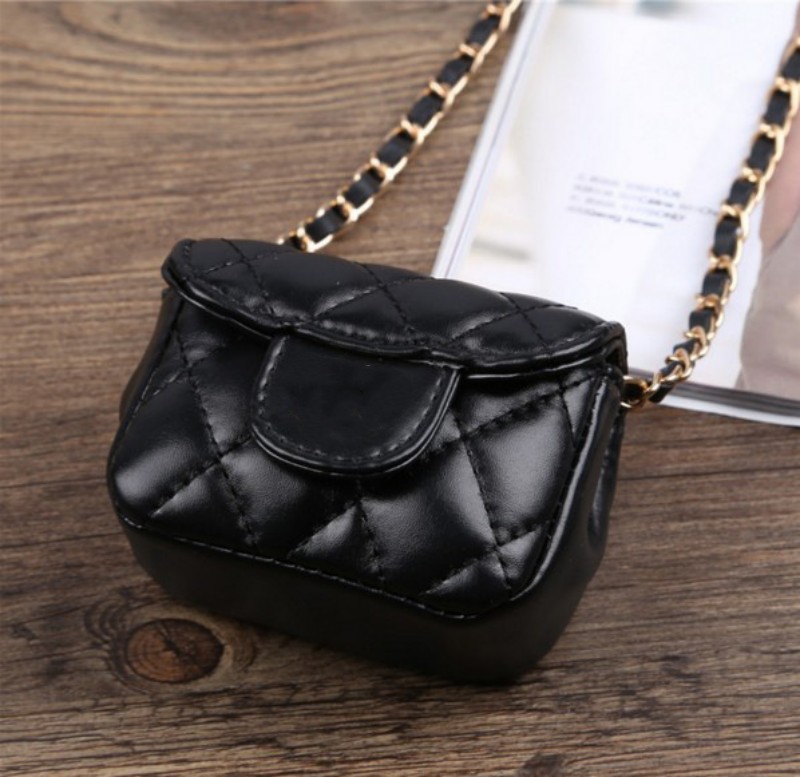 Classic kids metail chain handbag children diamond lattice single shoulder bag designer luxury girls mini purse wallet A4005