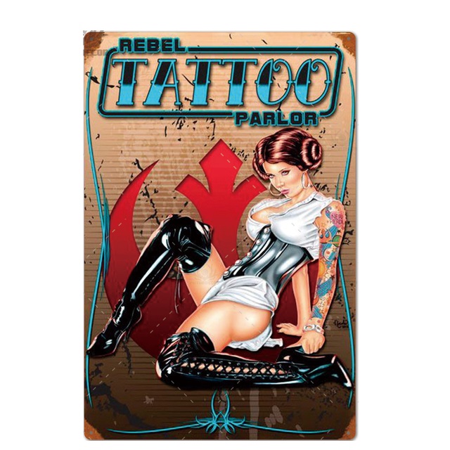 vintage Tattoo art painting Metal Poster Metal Sign bar pub Tatoo Shop Decor Decorative Iron Plate Wall personalized Decoration Shabby Chic Tin Sign Size 30X20CM w02