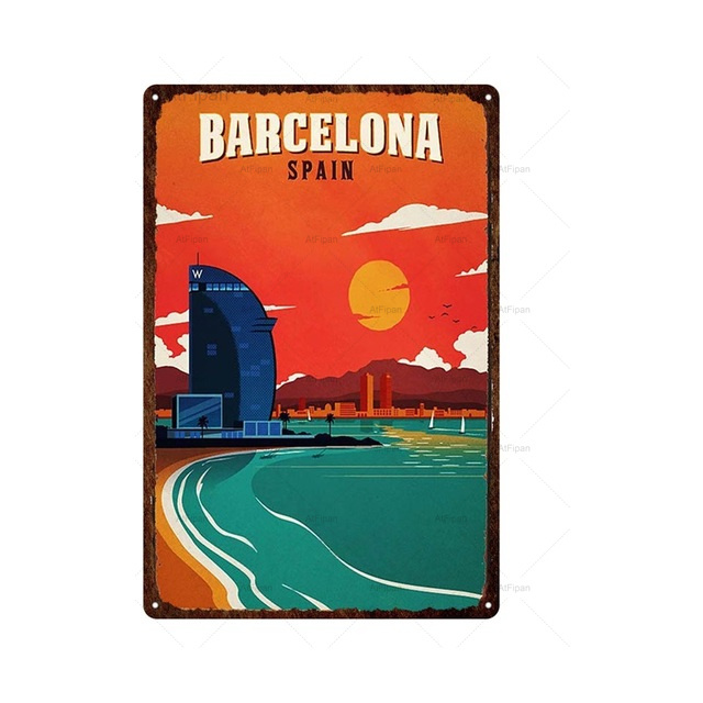 City Landscape Metal Tin Sign Vintage Country Poster Metal Plaque Travel Plates Decor For Pub Bar Home Wall Decoration Tin Signs personalized metal signs 30X20CM w01