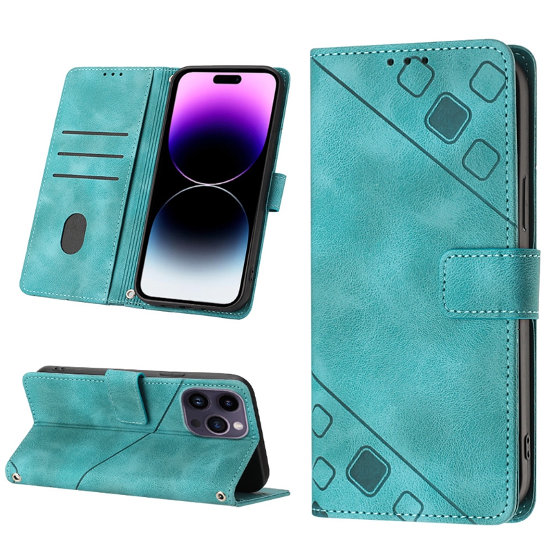 Skin Feel Imprint Läderplånboksfodral för iPhone 15 14 Plus 13 Pro Max 12 11 XR XS X 8 Ipod Touch 7 6 5 Mode Handkänsla Kredit ID-kortshållare Flip Cover Poch Strap