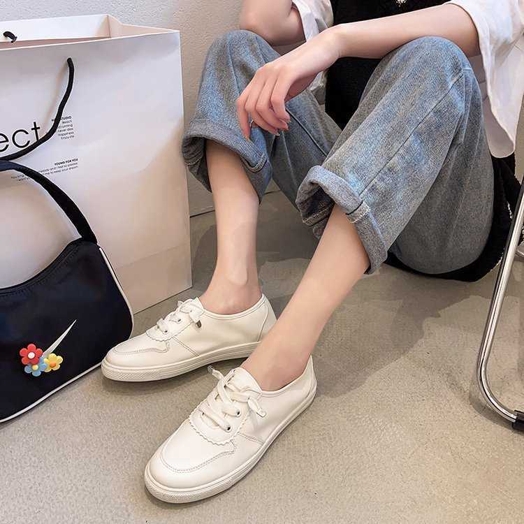 Dress Shoes 2022 Spring Fashion Flat Shoes Lace-up Shallow Mouth Comfortable All-match Casual Ladies Round Toe Solid Color Flat Shoes L230302