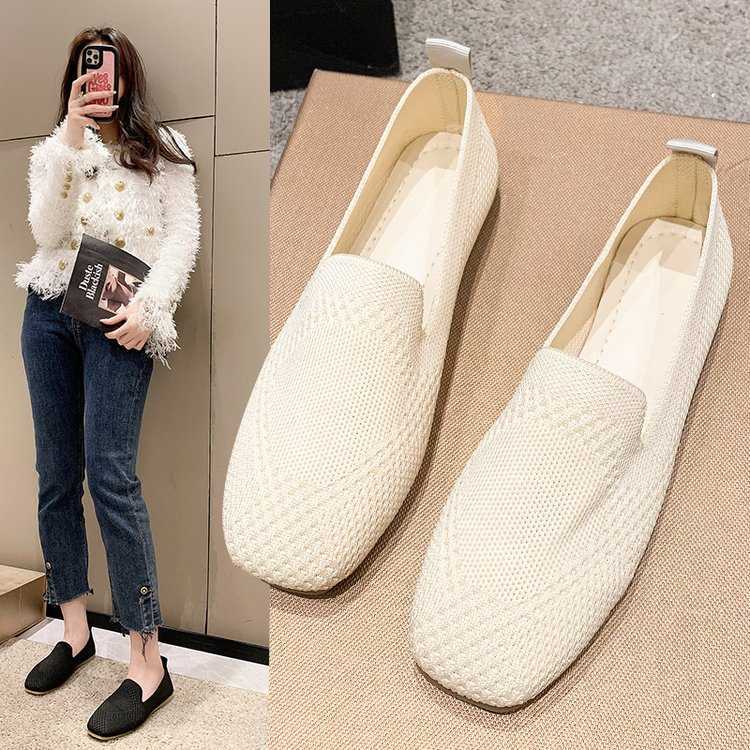 Kledingschoenen Leer nieuwe mesh ballet flats dames vierkant teen dagelijkse loafers ademende pomp flats rijschoenen sneakers boot schoenen vrouw flats l230302